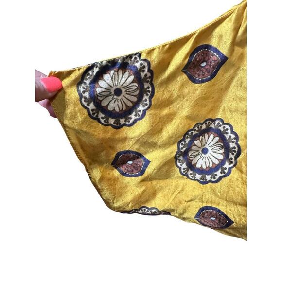 NISSA Women’s A line Printed Dress Silk Blend Scarf Collar yellow US Sz 2 classy - Picture 4 of 13